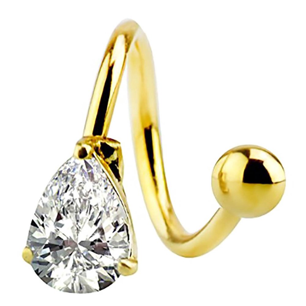 n/a Belly Button Ring Navel Spiral Teardrop Body Jewelry Dangle 16