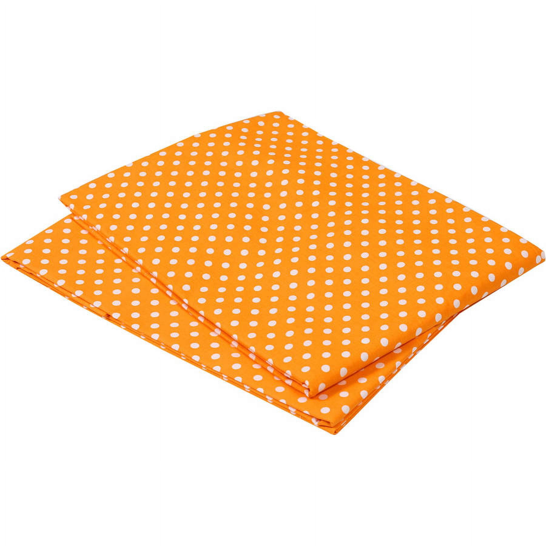 Bacati - MixNMatch Pin Dots Crib/Toddler Bed Sheets 100% Cotton Percale, Orange, 2-Pack