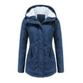 thumbnail image 2 of Juebong Women's Winter Thicken Puffer Coat Fuzzy Sherpa Fleece Lined Warm Windproof Snow Down Jacket Thermal Parka Quilted Jackets Navy,M, 2 of 8