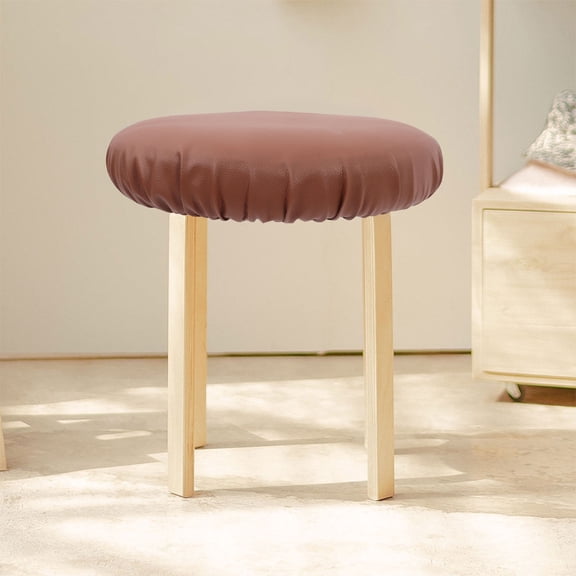 AURARMLET Brown Round Stool Seat Cover Bar Chair Protector Elastic Fit for Home Bar