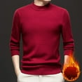 thumbnail image 2 of successthop Mens Knitted Sweaters Plus Size Fleece Long Sleeve Chunky Crewneck Knitwear Ribbed Cuff Solid Knit Tops Red, 2 of 7