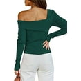 thumbnail image 2 of CoCopeaunts Women's Long Sleeve Off Shoulder Tunic Sweater Fall Winter Sexy Ribbed Knit Slim Fit Crop Tops, 2 of 6
