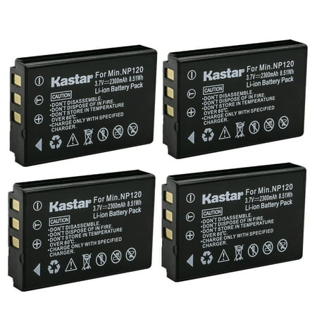 Kastar 4-Pack Q120 Rechargeable Lithium-ion Battery Replacement for MINOLTA MN35Z Camera ZOOM BT-03 BT-03B Battery ZOOM Q8 Q8N Recorder Camera Bell & Howell B35HDZ Camera