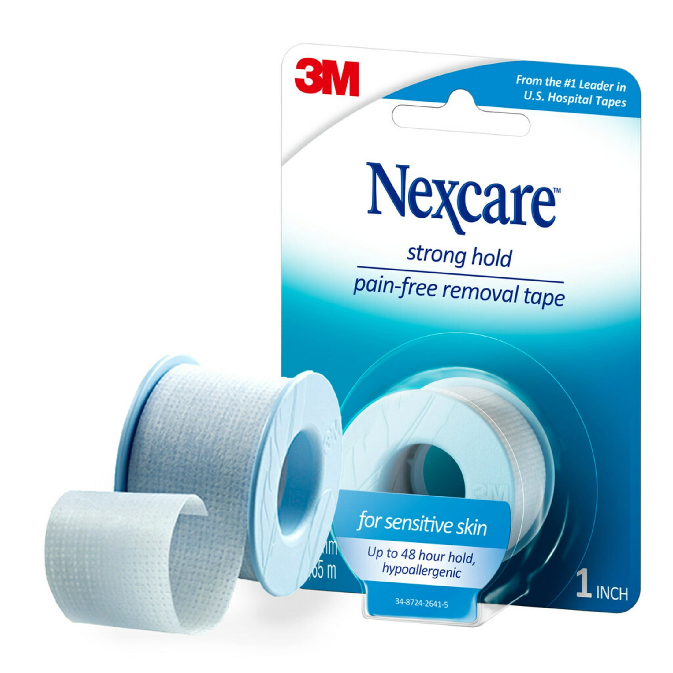 (3 pack) Nexcare Strong Hold Pain-Free Removal Tape, 1" x 4 Yds., 1 Roll