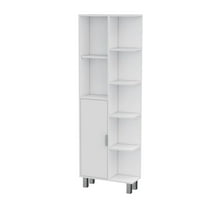 Fm Furniture Quimby Linen Cabinet, with 1 door and 9 shelves, White
