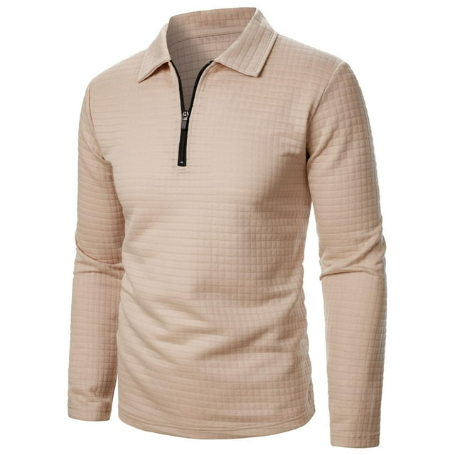 pstuiky camisetas de manga larga para hombre, Suéter de manga larga con cremallera para hombre, abrigo informal sin capucha de manga larga para hombre Tops de talla grande para hombre xxl