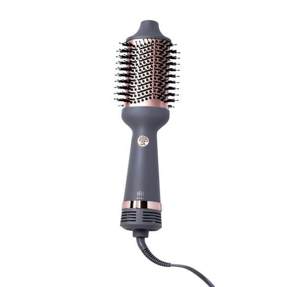 Cepillo voluminizador de un solo paso Hairitage + secador para rizar y alisar - Cepillo de cerámica y turmalina + voluminizador - Moldeador para peinados suaves, brillantes y sin frizz - Gris mate