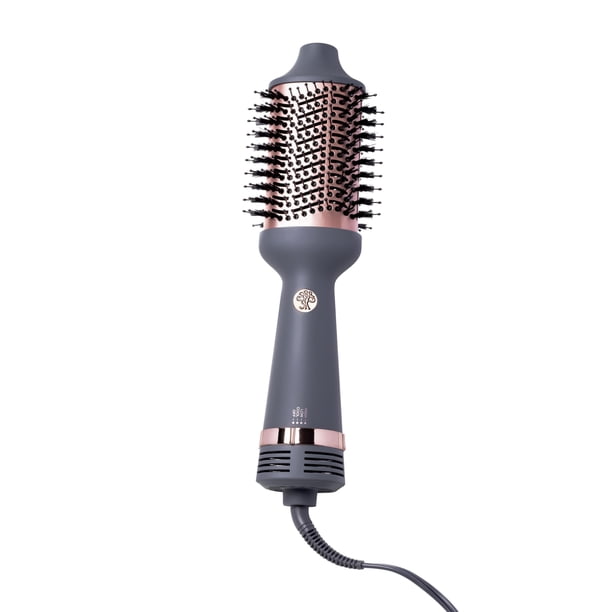 Cepillo voluminizador de un solo paso Hairitage + secador para rizar y alisar - Cepillo de cerámica y turmalina + voluminizador - Moldeador para peinados suaves, brillantes y sin frizz - Gris mate