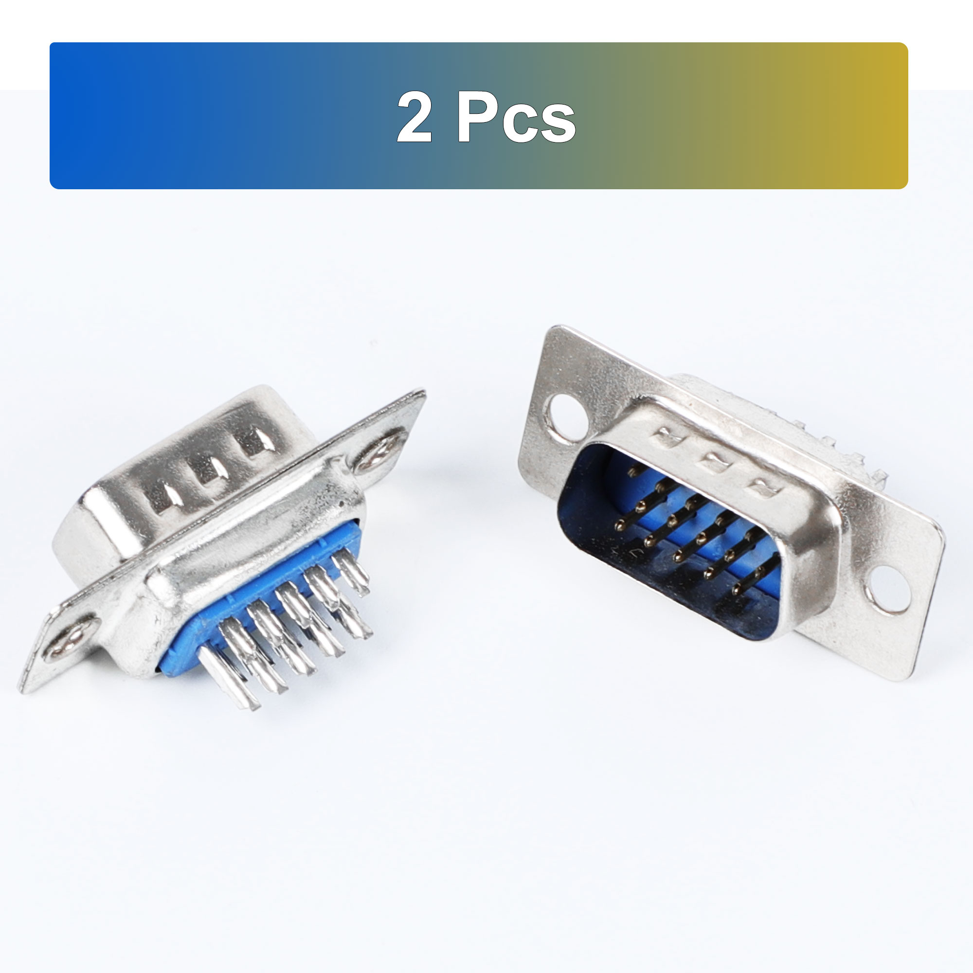 Unique Bargains 2 Pcs Soldering DB15 DB-15 Male Pin Plug VGA D-Sub Connector Adapter
