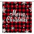 thumbnail image 2 of Rideau de Douche Joyeux Noël Carreaux Buffalo Rouges et Noirs Flocon de Neige Blanc Rustique Saison Hivernale Bonne Année Maison Tissu Ensemble de Rideaux de Salle de Bain avec Crochets (70 Pouces L X 84 Pouces H), 2 of 2