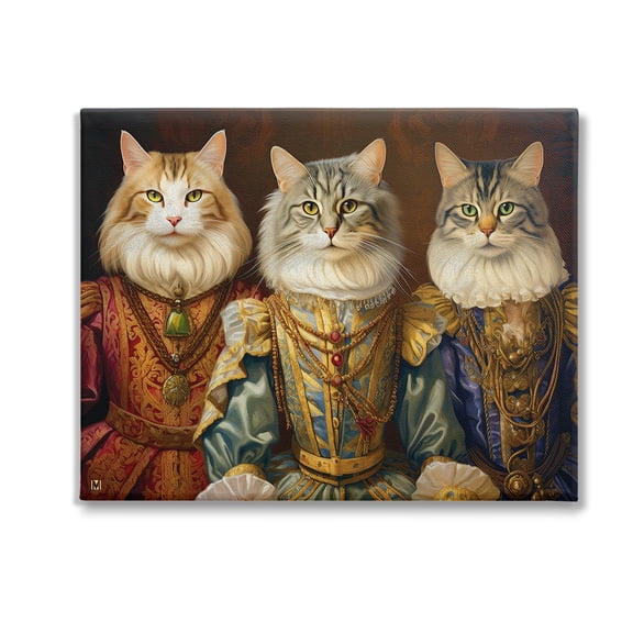 Stupell Industries Regal Cat Trio Animals & Insects Painting Gallery Wrapped Canvas Art Print Wall Art, 20 x 16
