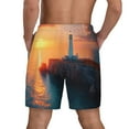 thumbnail image 4 of Uemuo Lighthouse At Sunset Coast Pattern Mens Swim Trunks Quick Dry Board Shorts with Mesh Lining, Stretch Beach Shorts Quick Dry No-Chafing Board Shorts-Small, 4 of 9