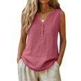 thumbnail image 6 of Women's Gauze Henley Tank Top | V-Neck Sleeveless Button Down Blouse | Lightweight Loose Fit Summer Shirts for Beach Vacation, 6 of 8