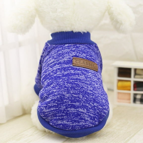 Ympkerial Small Dog Sweater Winter Warm Knitwear Pet Clothing for Tiny Breeds Cozy Cable Knit Soft Fleece Lined Blue Pullover Sweater for Puppy Chihuahua Dachshund Yorkie Size Large