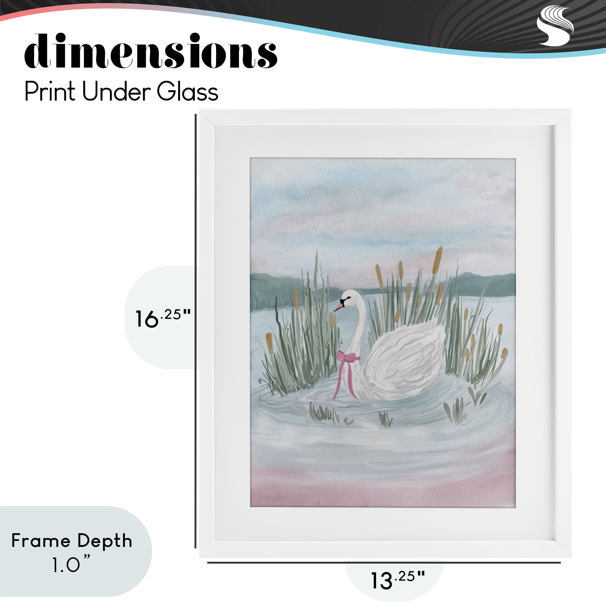 Stupell Industries Swan Serenade on Lake White Framed Print Under Glass, design by Adreane Fippinger
