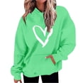 thumbnail image 1 of Penkiiy Mode Décontractée pour Femmes Impression de la Saint-Valentin Hauts à Manches Longues Chandails en Molleton à Capuche L Vert, 1 of 5