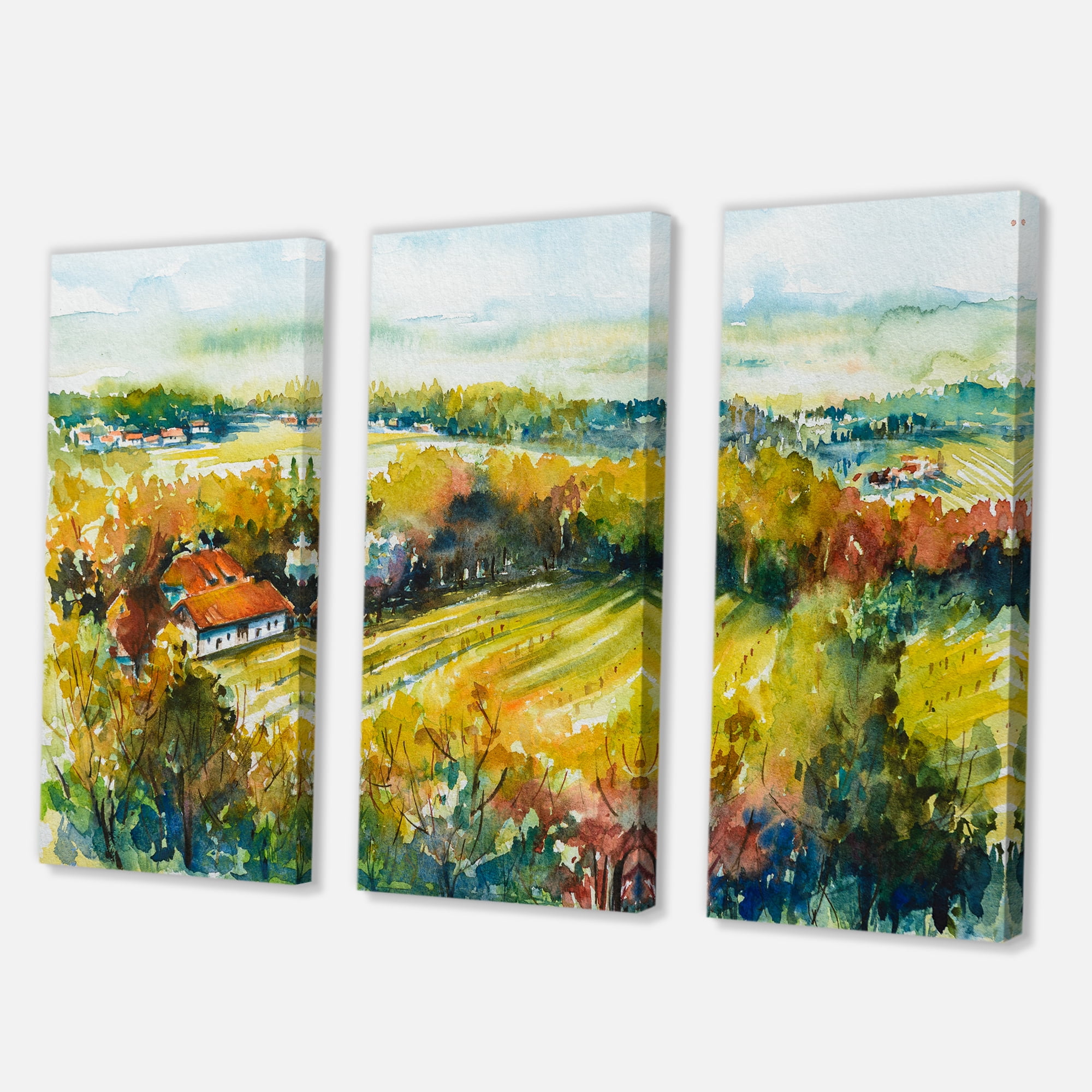 Designart ' Autumn Rural Landscape ' Country Canvas Wall Art Print