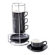 thumbnail image 4 of 4 tazas de café de cerámica con platillo, regalos decorativos, taza de café capuchino Negro, 4 of 9
