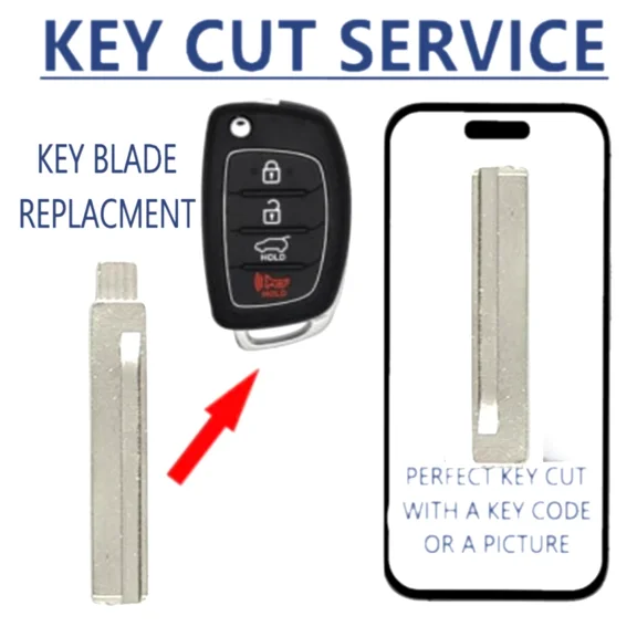 KEY CUT HY18R Remote Flip Key Blade For Hyundai Santa Fe 2013-2016 81996-2W000
