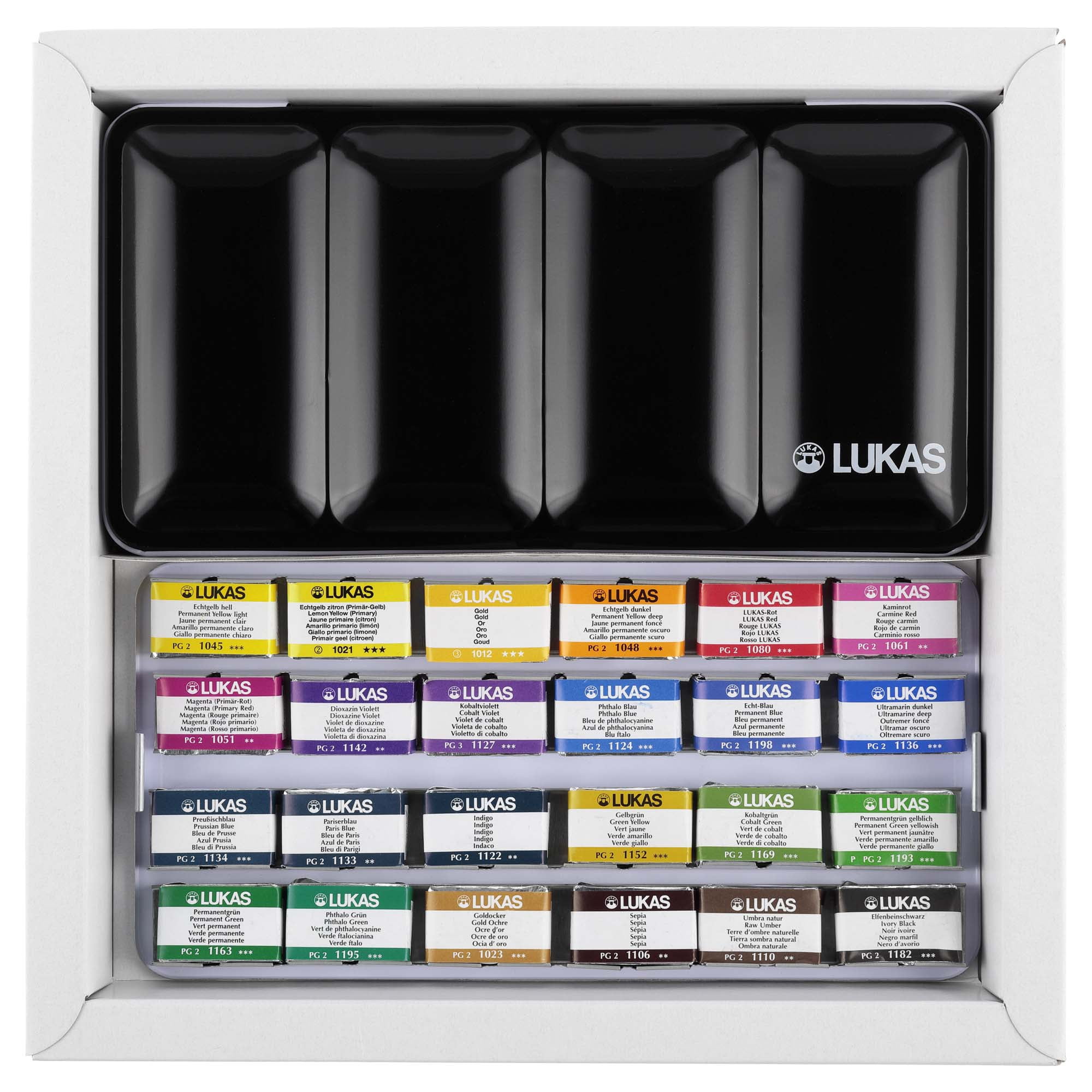 Lukas 1862 Aquarell Artists' Watercolor Paint Set of 24 -Whole Pans -Dusk & Dawn Set -Vibrant Professional Grade Watercolor Paint -Easy-to-Wet -Intense Color, Long-Lasting -Professional Watercolorists