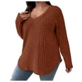 thumbnail image 2 of Sweaters for Women 2025 Oversized Long Sleeve V-Neck Ribbed Knit Plain Basic Jumper Top Womens Pullover Sweaters, 2 of 5