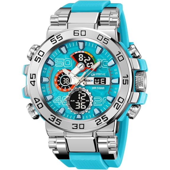 Men's Watches Sports Military Watches Waterproof Color Designer Large Face Digital Analog Tactical Outdoor Men's Wristwatches-Chronograph Dual Time LED Alarm Stopwatch
