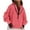 Pink, variant on 2025 New Fashion Plus Size European And American Women's Solid Color Loose Long Sleeved V-neck Sweatshirt Long Sleeved V-neck Top/shirt