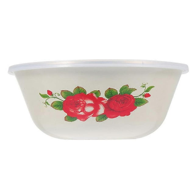 Vintage Enamel Soup Bowl Retro Style Food Storage Container for Salads Noodles Home Restaurant Use