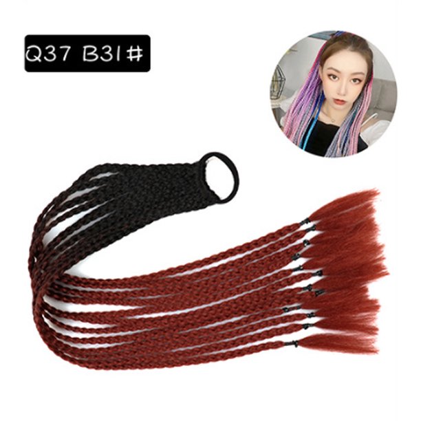 Zhuge 2 piezas de extensiones de cabello trenzado de colores, accesorios para extensiones de cabello trenzado con bandas de goma sintéticas para mujeres, de negro a marrón rojizo