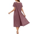 thumbnail image 2 of Women's Relaxed Fit Midi T-Shirt Dress Short Sleeve Crew Neck Lightweight Breathable Side Split Hem Casual Lounge Sleepwear House Dress Daily Wear, 2 of 9