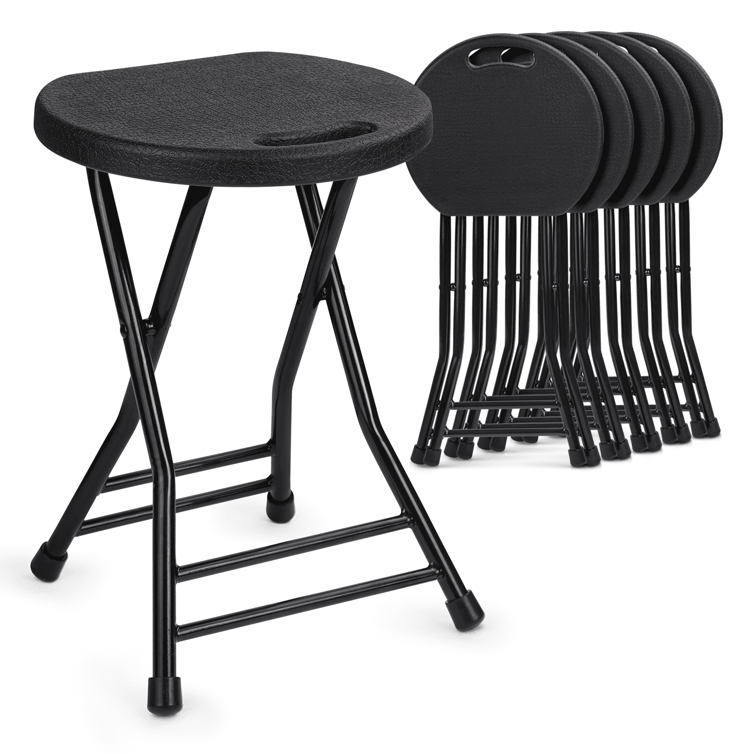 MoNiBloom 18" Set of 6 Plastic Foldable Round Stools for Adults