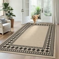 thumbnail image 2 of Haperlare 8'x10' Washable Easy Jute Rugs Modern Bordered Carpet, Geometric Indoor Outdoor Rug Non Slip Low Pile Floor Mat for Living Room Bedroom Patio, Black White, 2 of 8
