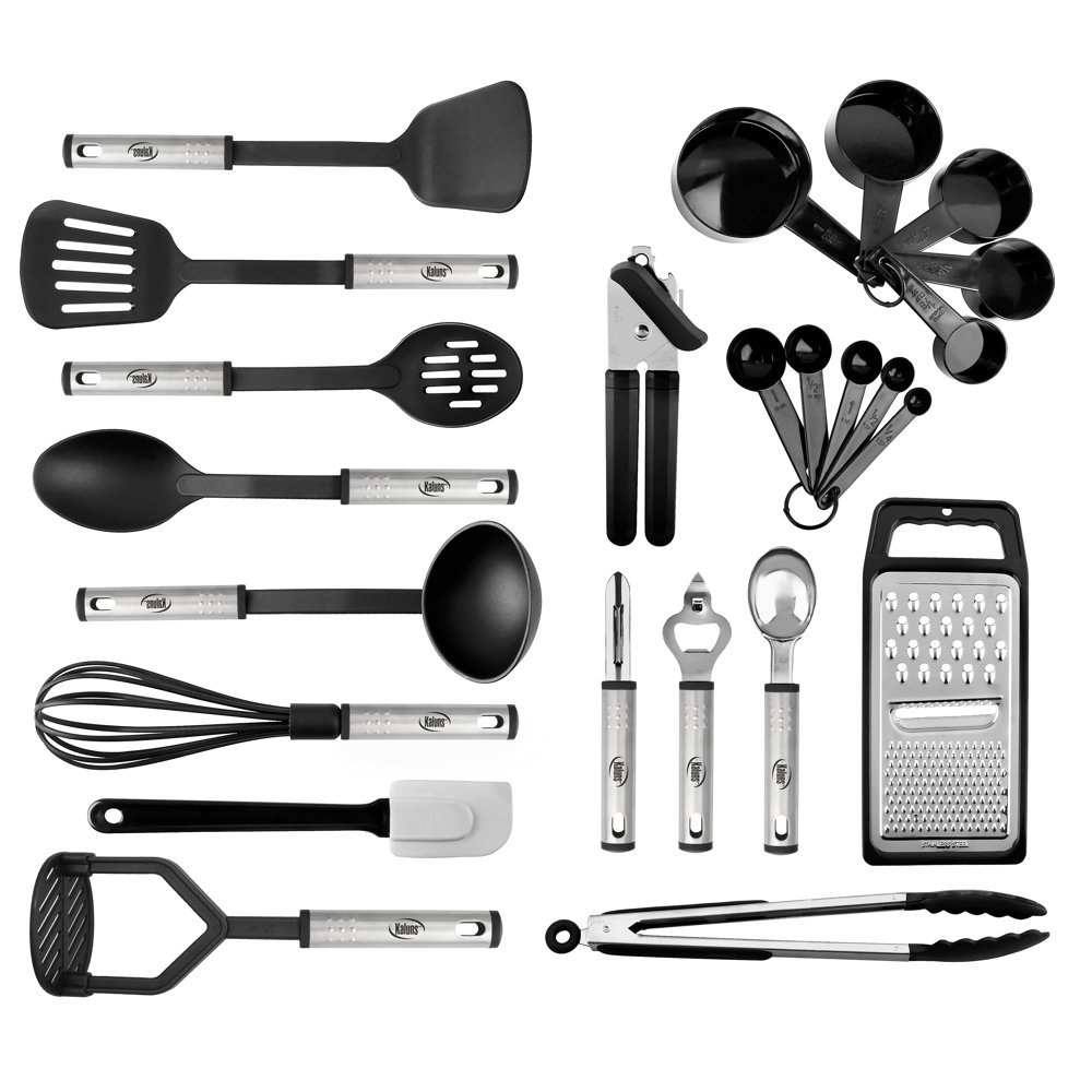 Kitchen Utensil set 24 Nylon Stainless Steel Cooking Supplies Non