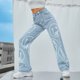 thumbnail image 3 of Pantalones rectos Harajuku Y2K para mujer, ropa de calle Vintage, con estampado de Hip-hop, holgados, informales, de pierna ancha, novedad de primavera, 2023, 3 of 4