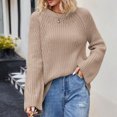 thumbnail image 2 of Duoif Sweaters for Women Trendy Women's Casual Long Sleeve Pullover Sweaters Crew Neck Oversized Ribbed Knit 2025 Fall Winter Sweater Jumper Tops Women's Sweaters Womens Tops Khaki L, 2 of 6
