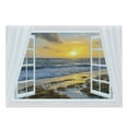 thumbnail image 1 of Coastal Cutting Board, Open Window View of the Sky Clouds Rising Sun Seascape Grass Morning Scenery, Decorative Tempered Glass Cutting and Serving Board, Large Size, Multicolor, by Ambesonne, 1 of 1