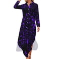 thumbnail image 2 of Purple Paint Splatter Casual Dress Abstract Graffiti Street Fashion Dresses Sexy V Neck Retro Chiffon Dress Long Sleeve Vestido, 2 of 7