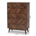 thumbnail image 2 of Baxton Studio Hartman Coffre de Rangement en Bois Fini Noyer Brun à 5 Tiroirs, 2 of 10