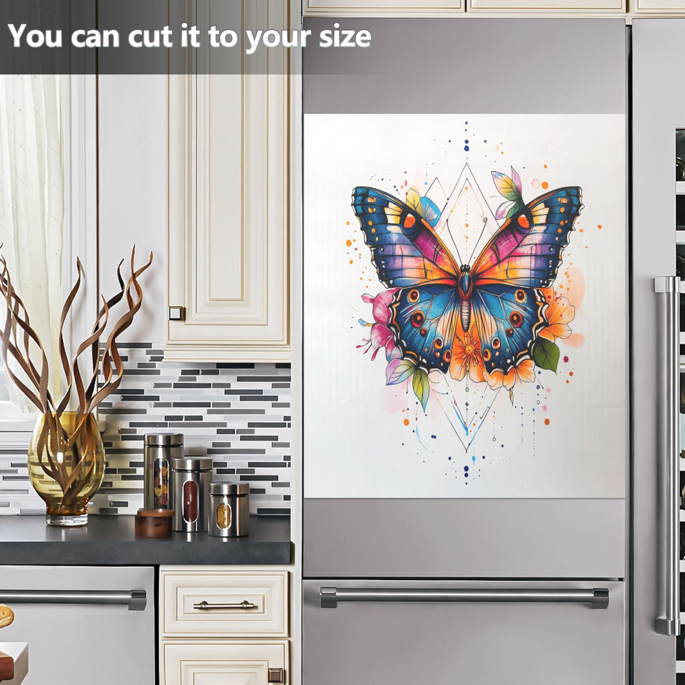 Dishwasher Magnetic Sticker 23x26 Inch Refrigerator Magnetic Sticker Washing Machine Magnetic Sticker Kitchen Panel Magnetic Sticker Home Decor Beautiful Colored Butterflies