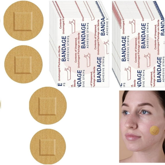 Sterile Adhesive Spot Bandage,Tutuviw 200 Pcs 1'' Round Fabric Adhesive Bandages Fabric with Non Stick Pad,Flexible Breathable Bandages Non Latex for Skin Delicate Wound Incisions Care