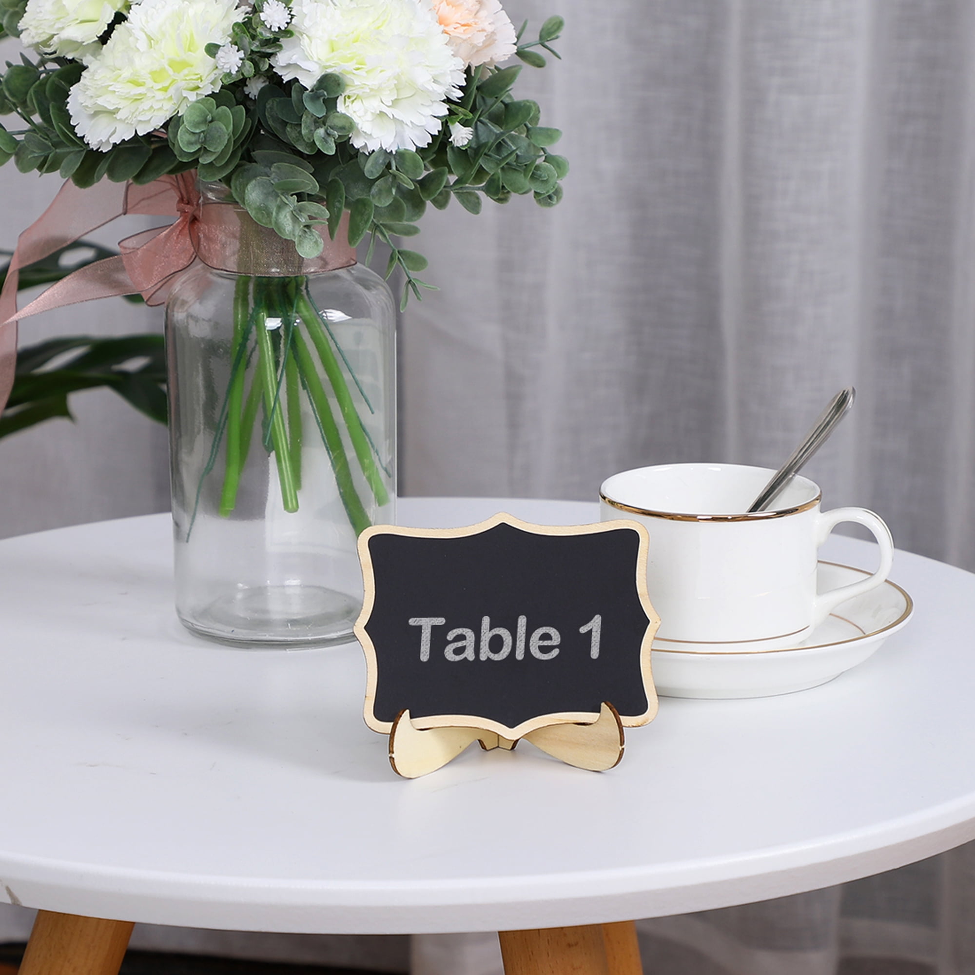 8pcs Wood Mini Chalkboard Sign Vintage Memo Message Board with Base Stands Message Label Place