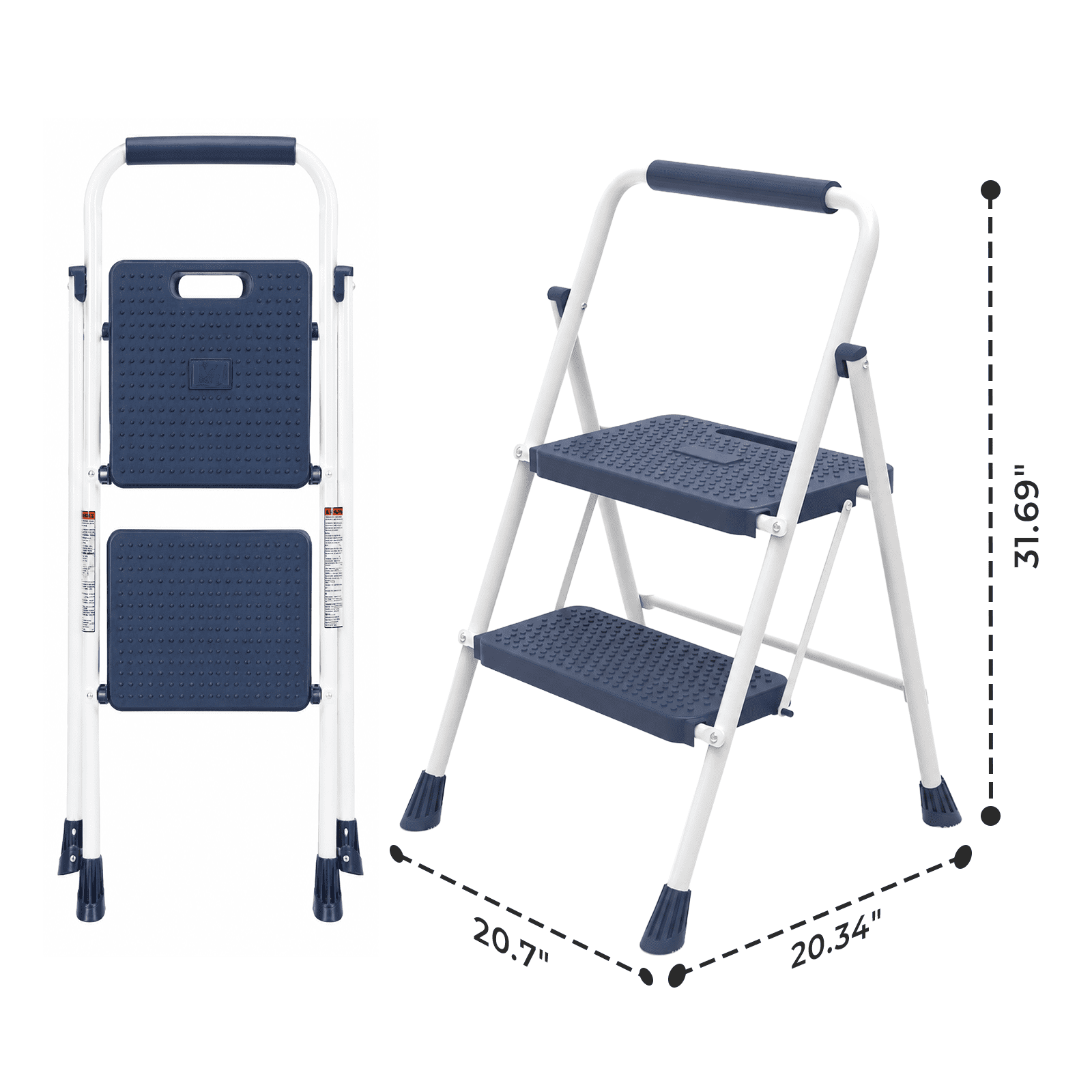 Alvantor 2/3-Layer Foldable Step Ladder with Anti-Slip Pedal & Handrail, Heavy Duty for Home Use, 330lbs Capacity