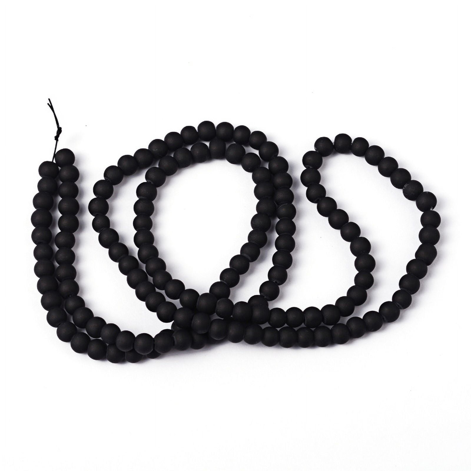 20Strand Transparent Glass Bead Strands Frosted Round Black 6mm Hole: 1.3~1.6mm about 140pcs/strand 31.4 inch