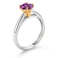 thumbnail image 3 of Gem Stone King 0.84 Ct Round Fancy Purple Zirconia 10K White and Yellow Gold Solitaire Engagement Ring (Size 6), 3 of 4