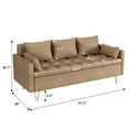 thumbnail image 6 of 3 Seater Sofa Couch with Throw Pillow, Deep Seat Sofa, Couches, Large Storage Space, Mid Century Modern Upholstered Sofa with Metal Legs, for Living Room, Bedroom, Apartment and Office, 6 of 7