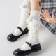 thumbnail image 2 of Calentadores de piernas de punto, calcetines largos para botas, mangas de pierna de moda, calcetines térmicos para piernas, medias sueltas, calcetines hasta la rodilla sin pies con pompones, 2 of 3