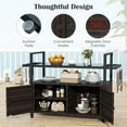 thumbnail image 6 of Costway Outdoor Bar Cart with Tempered Glass Top Storage Cabinet & 8 Hooks for Porch Brown, 6 of 10