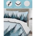 thumbnail image 4 of Forest Turquoise Full Size Down Alternative Comforter, Lightweight Comforter Quilt Bedding Set with Pillow Shams Retro Trees Silhouette Landscape All Seasons Bed Comforter Duvet Insert 78"x90", 4 of 7
