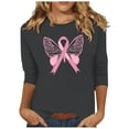 thumbnail image 2 of Alkepwun Breast Cancer Shirt for Women 3/4 Sleeve Tops Breast Cancer Awareness Tee Shirt Cancer Survivor T-Tops, 2 of 4