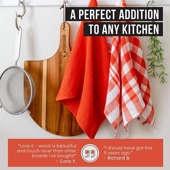 Chef Pomodoro Acacia Wood Pizza Peel Charcuterie Board Pizza Spatula Paddle for Baking Homemade Pizza and Bread - Oven or Grill Use - POMODORO